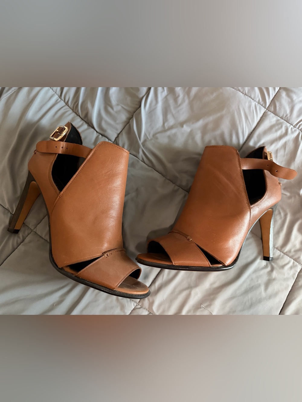 Coach Tan Leather Idena Open-Toe High Heel Sandals